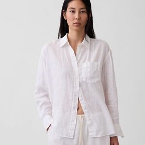 GAP Oversized White Linen Button Down Shirt SIZE Small